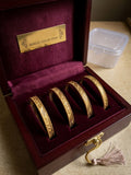 Elite Gold-Plated Ethnic Kada Bangle Set of 4 – Traditional Intricate Pattern for Women & Girls