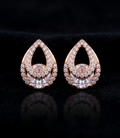 Rose Gold Tear Drop Zircon Stud Earrings for Women | Korean Style American Diamond Earrings