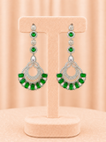 Emerald Green Chandbali Drop Earrings with Zirconia Crystal Detailing