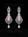 Blush Pink Crystal Chandelier Earrings with Zirconia Detailing