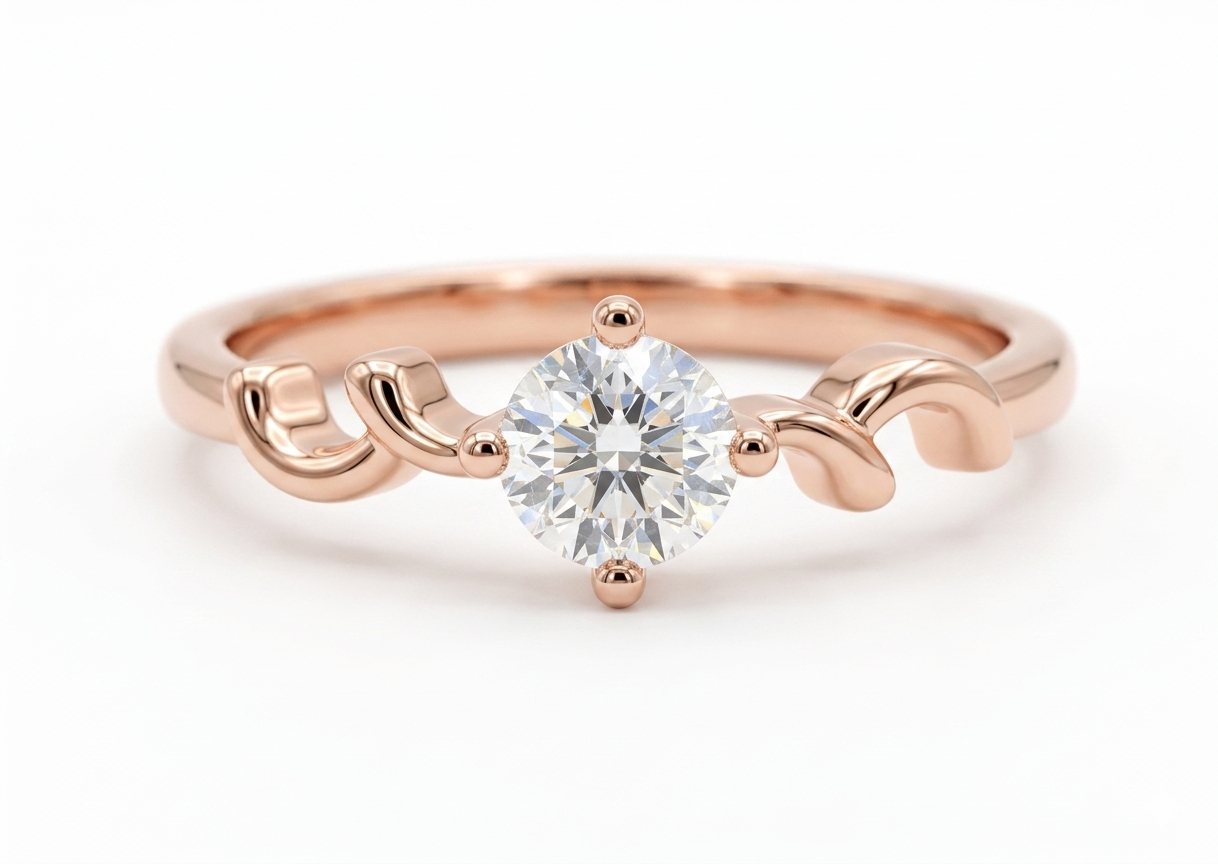 Adjustable Rose Gold Single Stone Finger Ring for Women