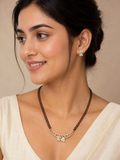 Rose Gold Butterfly Charm Mangalsutra Set with Zirconia Detailing & Matching Earrings