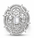 Kimsi Silver American Diamond Adjustable Statement Ring for Women