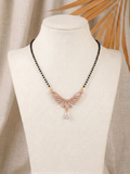 Elegant Rose Gold-Plated American Diamonds Mangalsutra with Single Strand Black Bead Necklace for Women